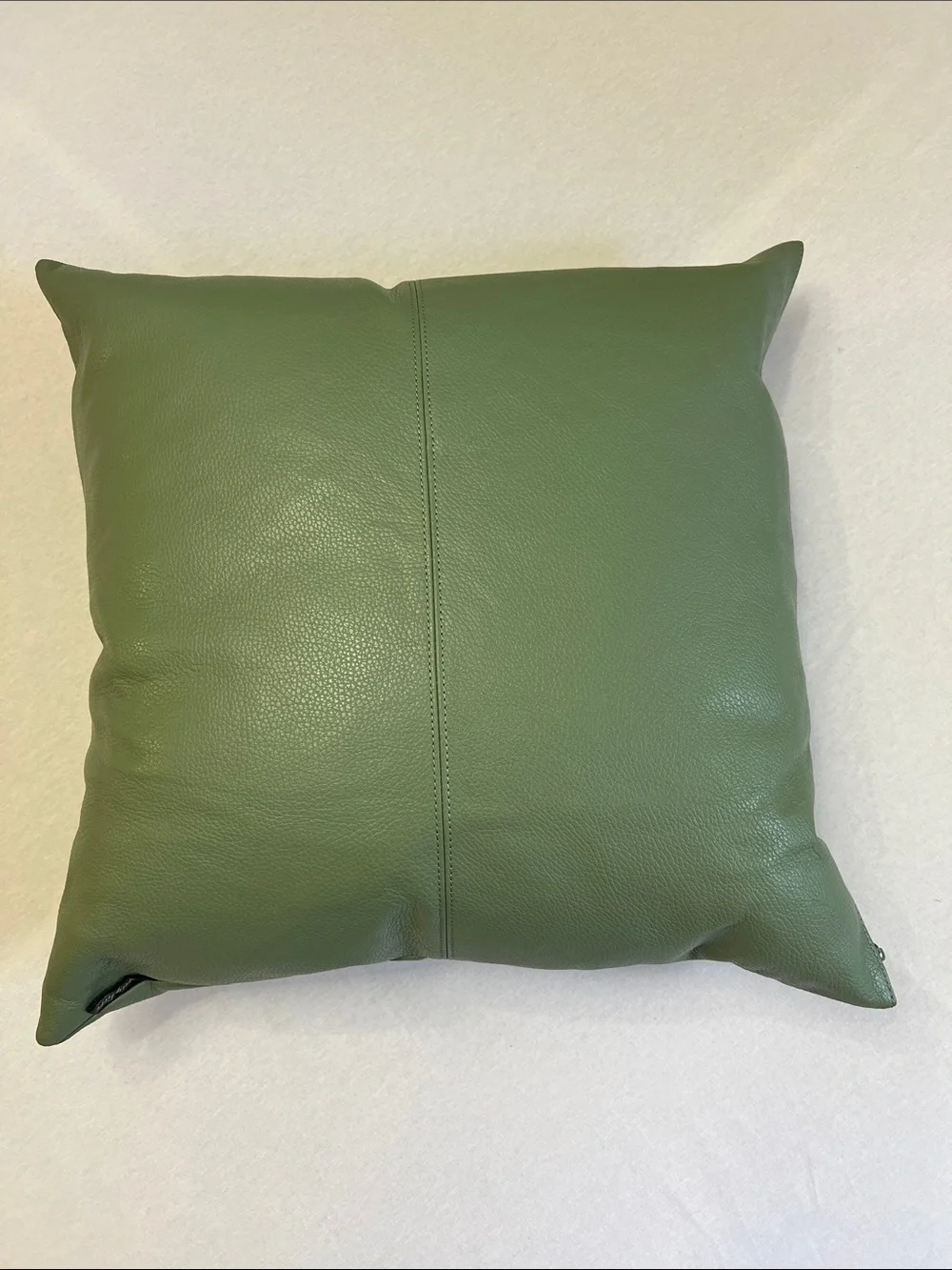 GARUGLIERI FIRENZE Green Italian Leather Throw Pillow 20x20 Duck Feather Fill